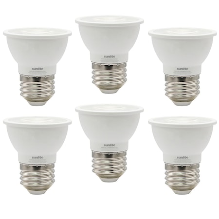 Sunlite LED PAR16 Short Neck Recessed Flood Light Bulb 6W 50W Replacement E26 Base Dimmable 3000K, 6PK 41825-NS